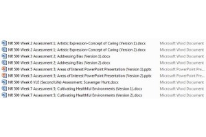 NR 500 Course Assignments Week 2, 3, 5, 6 and 7: